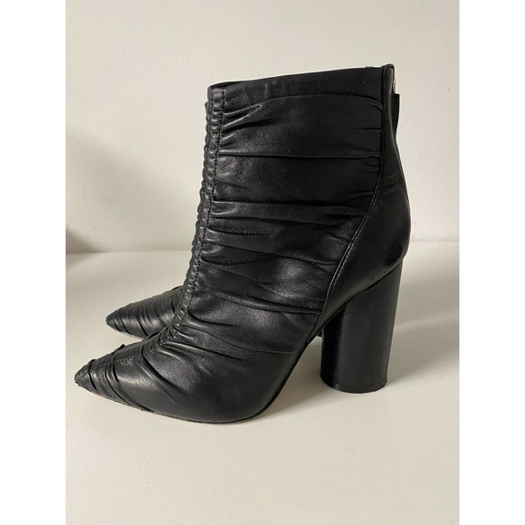 Sigerson Morrison Kimay Ruched Ankle Boot Bootie Black Pointed Toe Back … - Picture 4 of 11